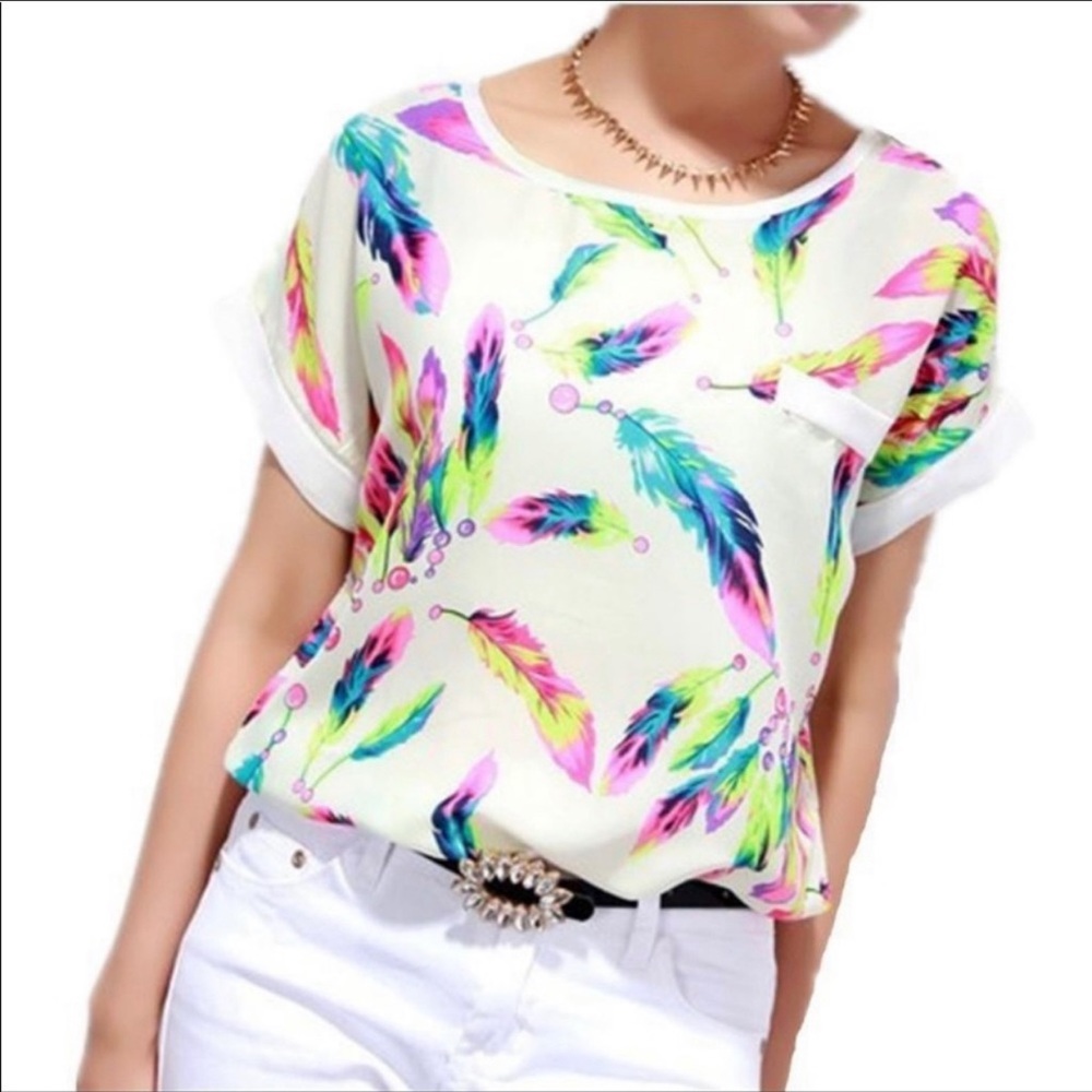Ivory Multi Print Top